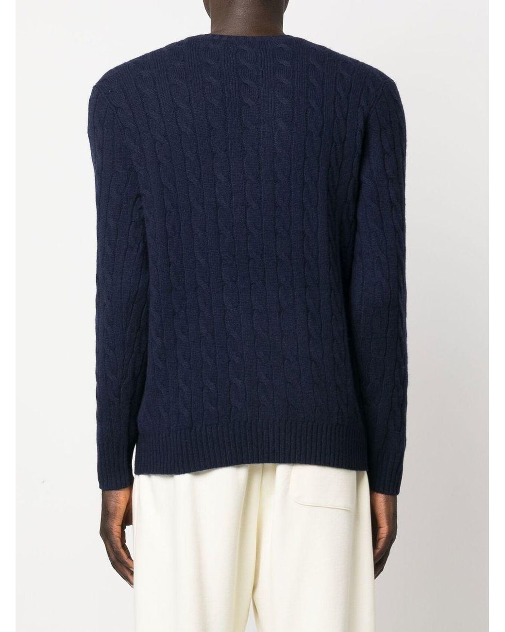 Polo Ralph Lauren Blue Wool And Cashmere Crewneck Sweater With Logo for men