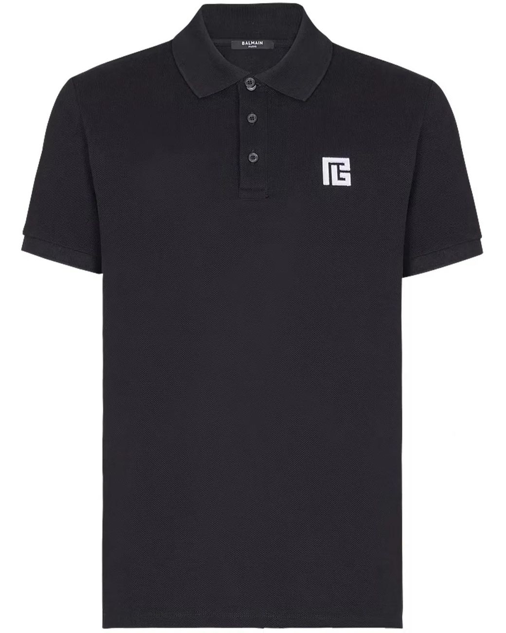 Balmain Black Cotton Classic Short Polo for men