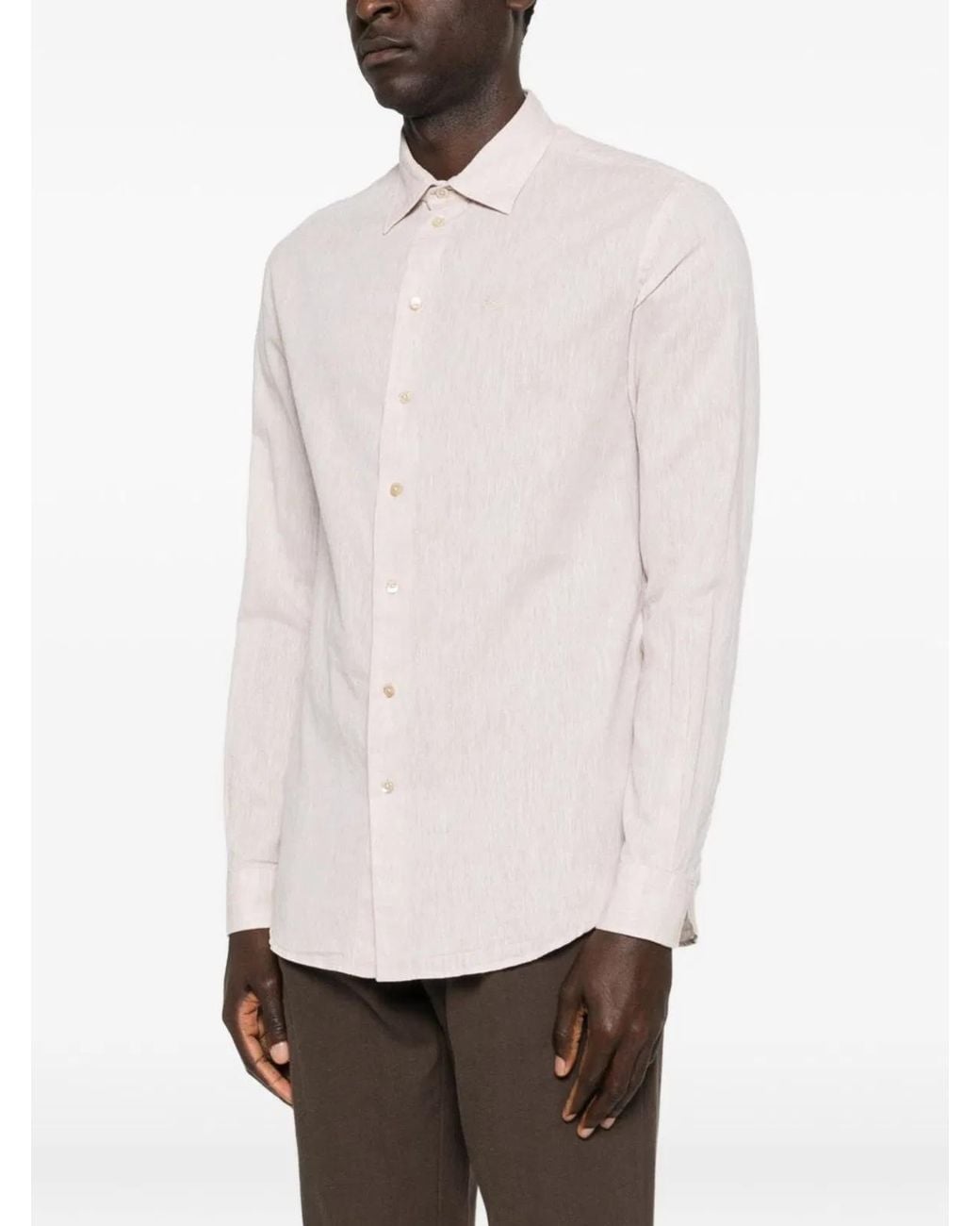 Emporio Armani Gray Linen Blend Shirt for men