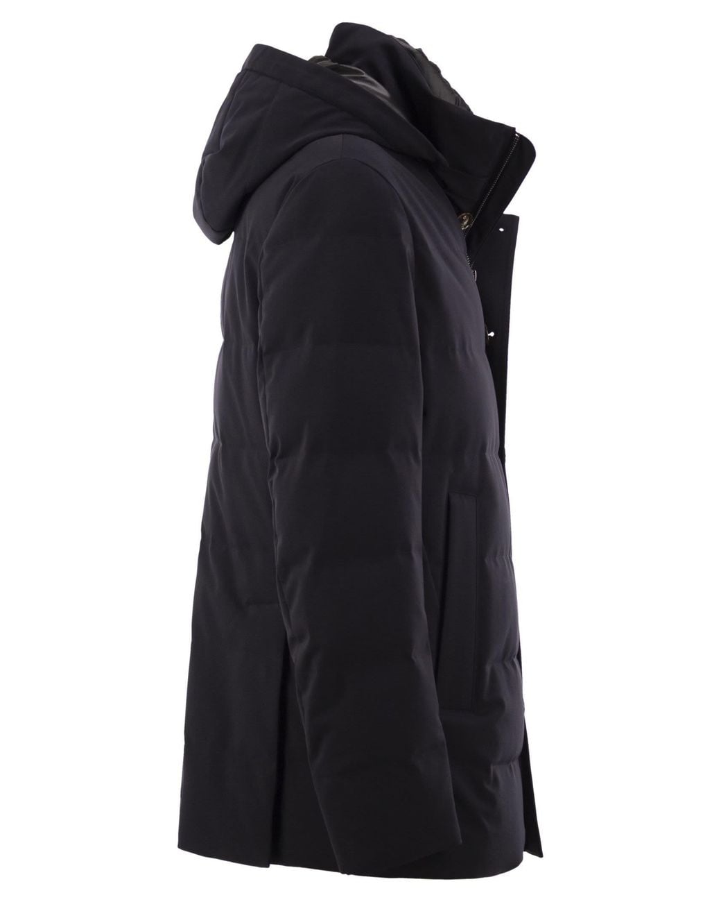 Montecore Black Hooded Down Jacket With Detachable Inner Bib for men