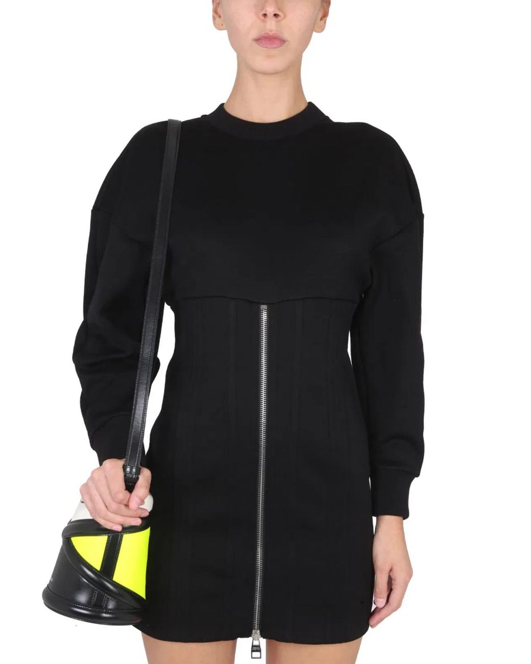 McQueen Black Mini Dress With Cocoon Sleeves