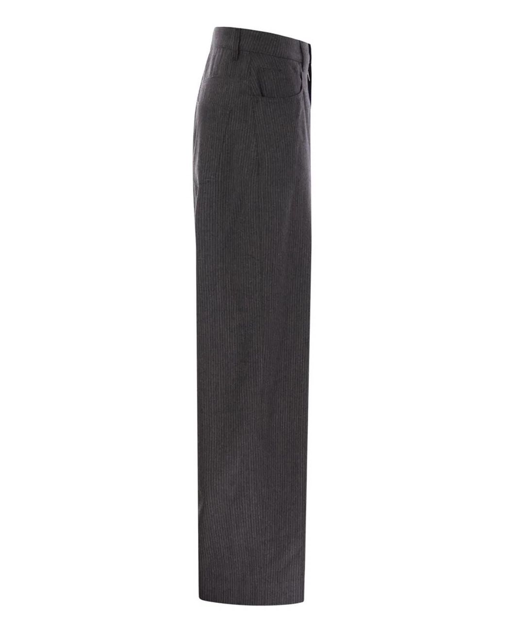 Fabiana Filippi Black 5-Pocket Virgin Wool Pinstripe Trousers