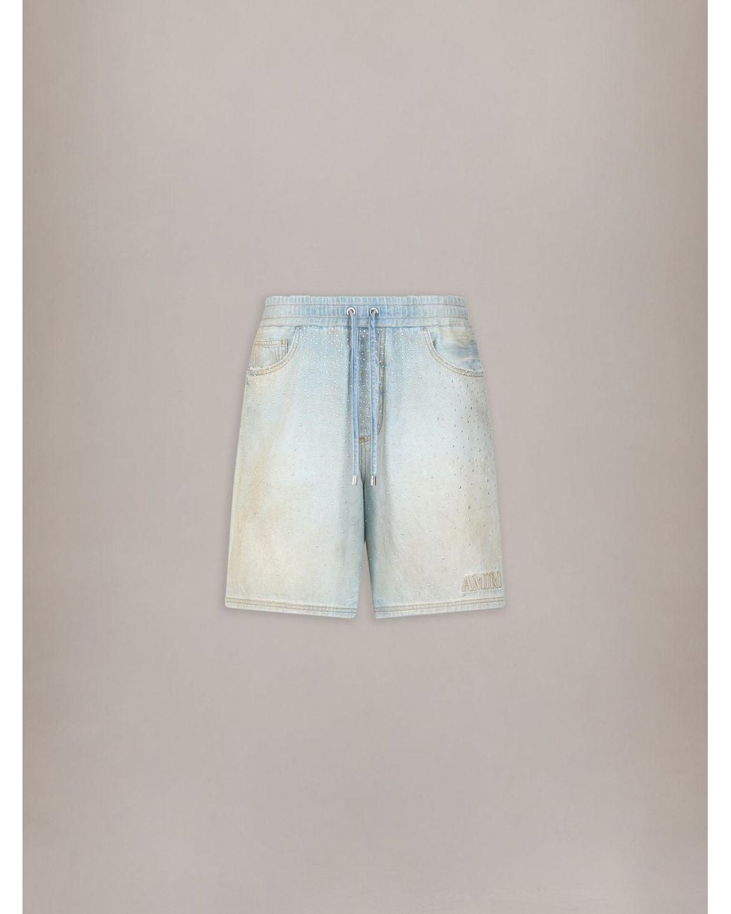 Amiri Blue Crystals Denim Shorts for men