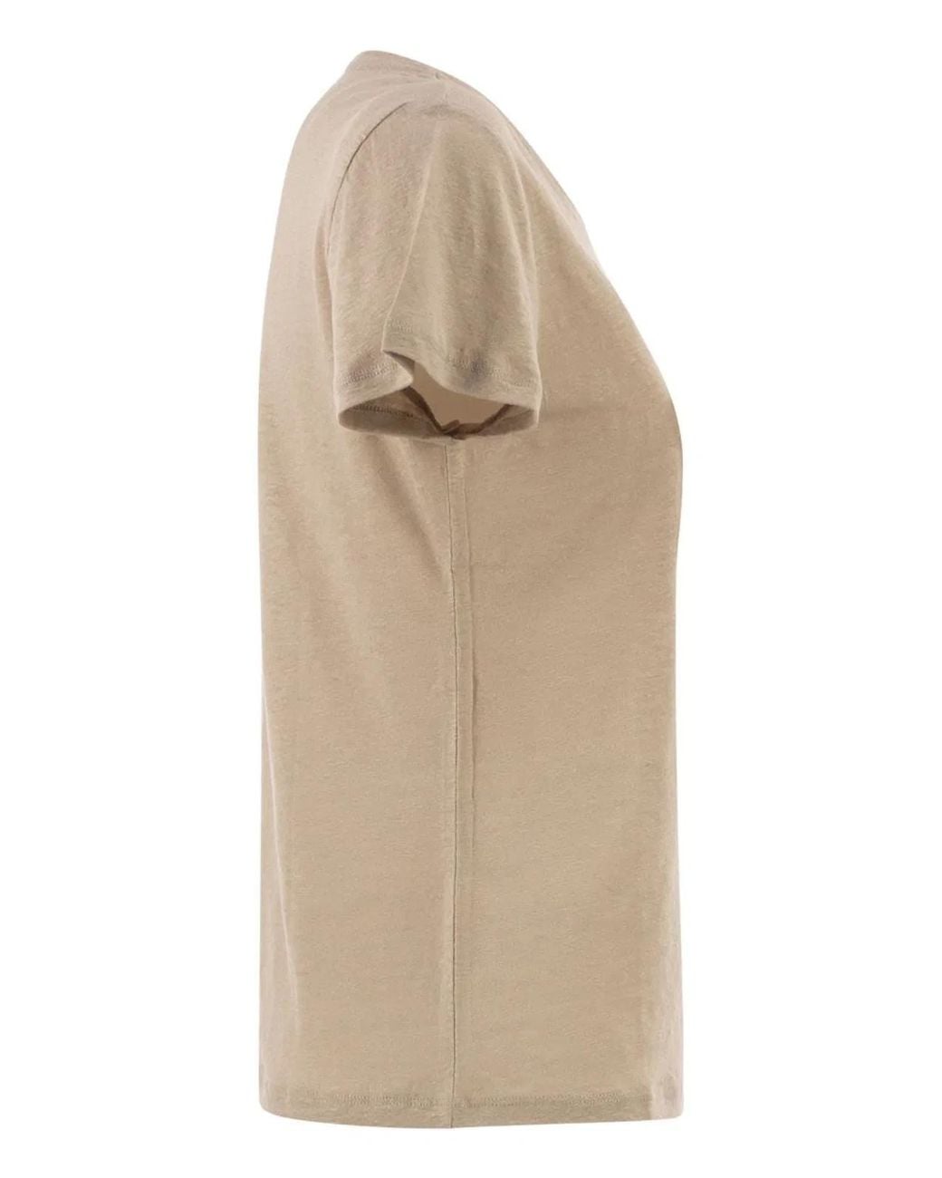 Majestic Natural Stretch Linen T-Shirt With Round Neckline