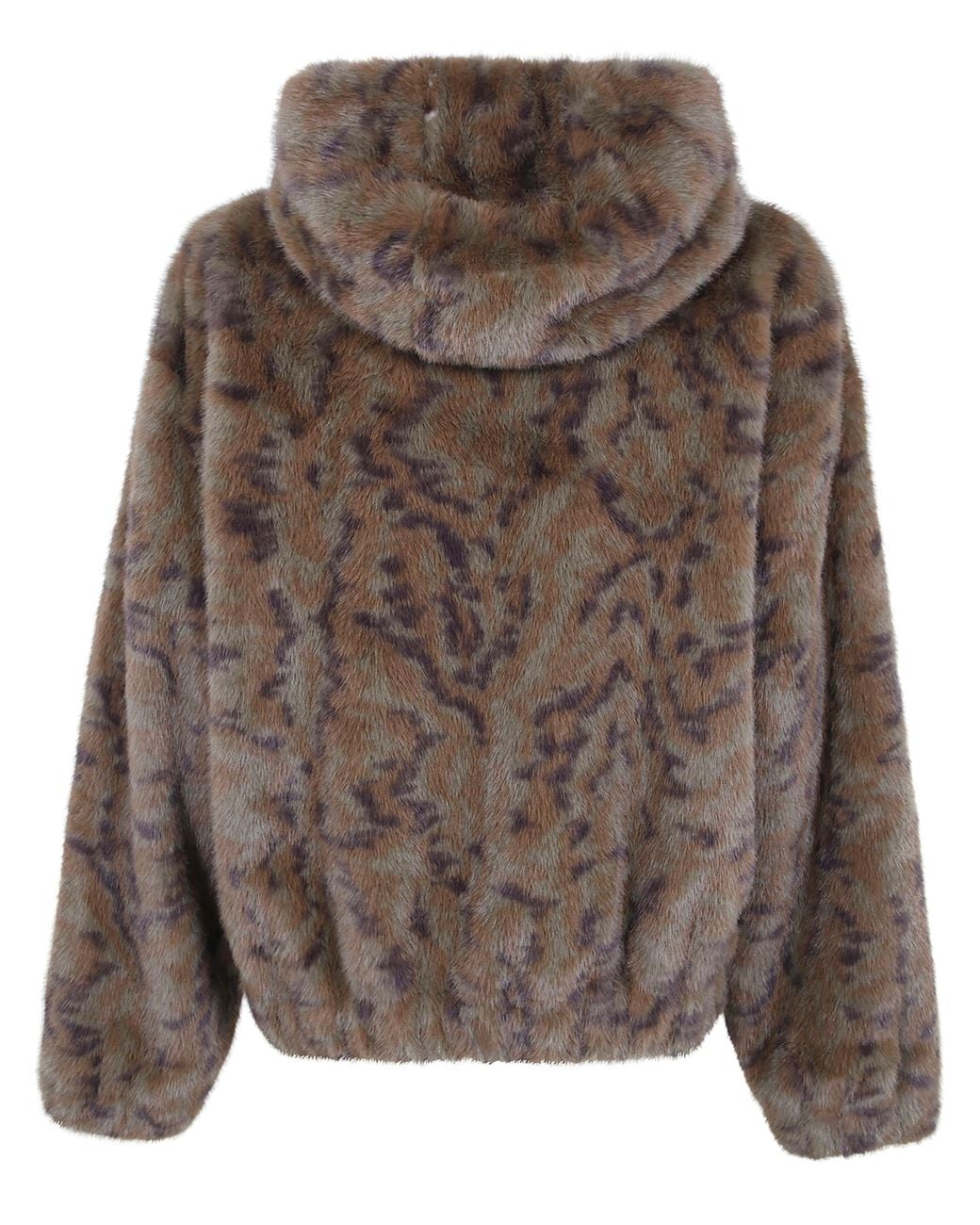 Drole de Monsieur Brown Hooded Zipped Fake Fur Jacket for men