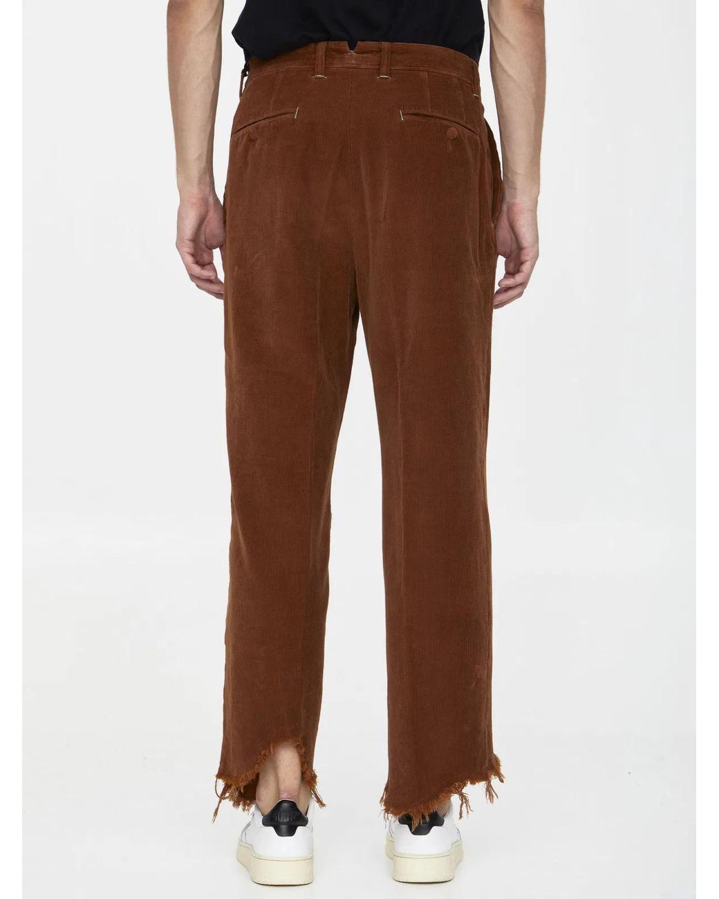 Incotex Brown Cognac Velvet Trousers for men