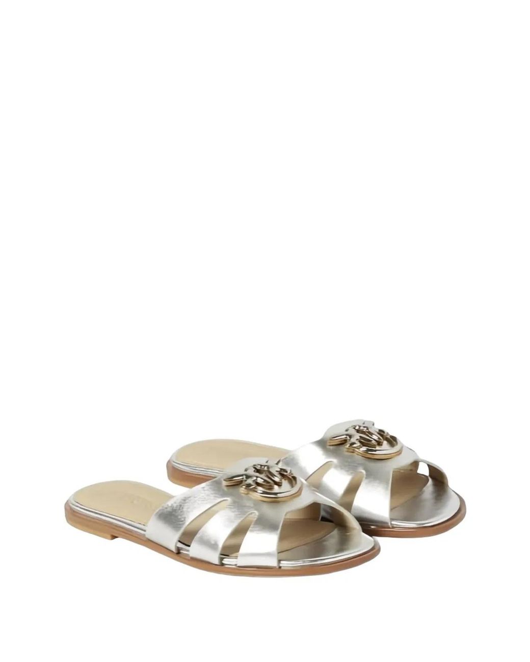 Pinko White Leather Flat Shoes