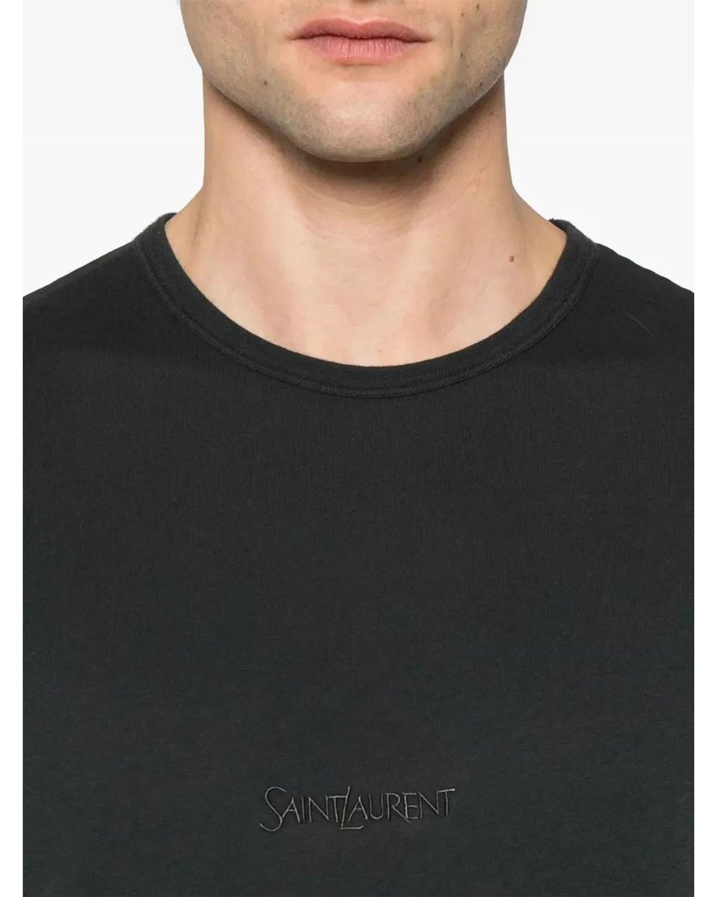 Saint Laurent Black Cotton T-Shirt for men