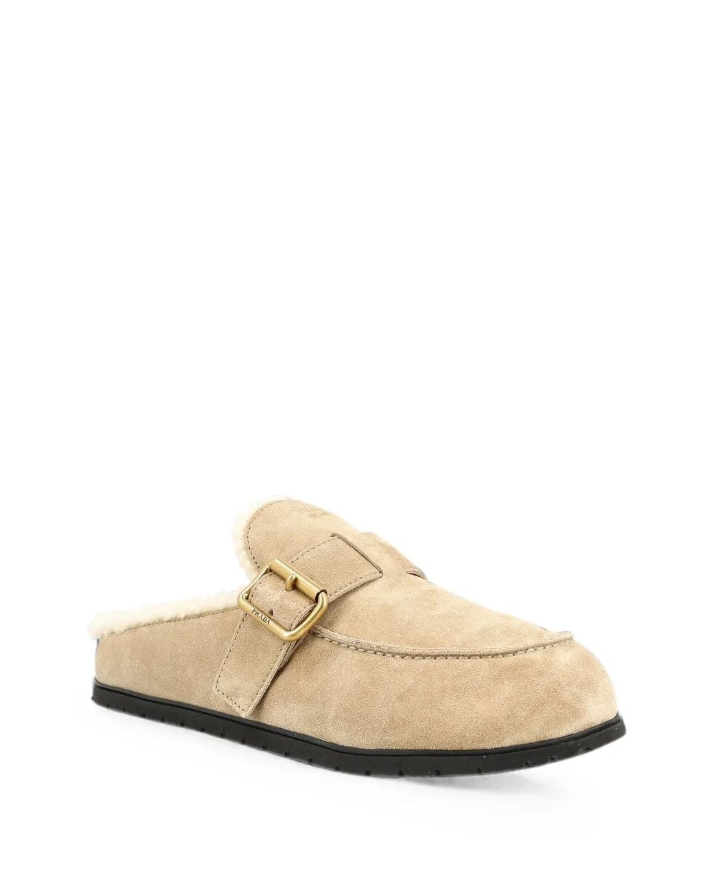 Prada White Shearling-Lined Buckle-Fastening Mules