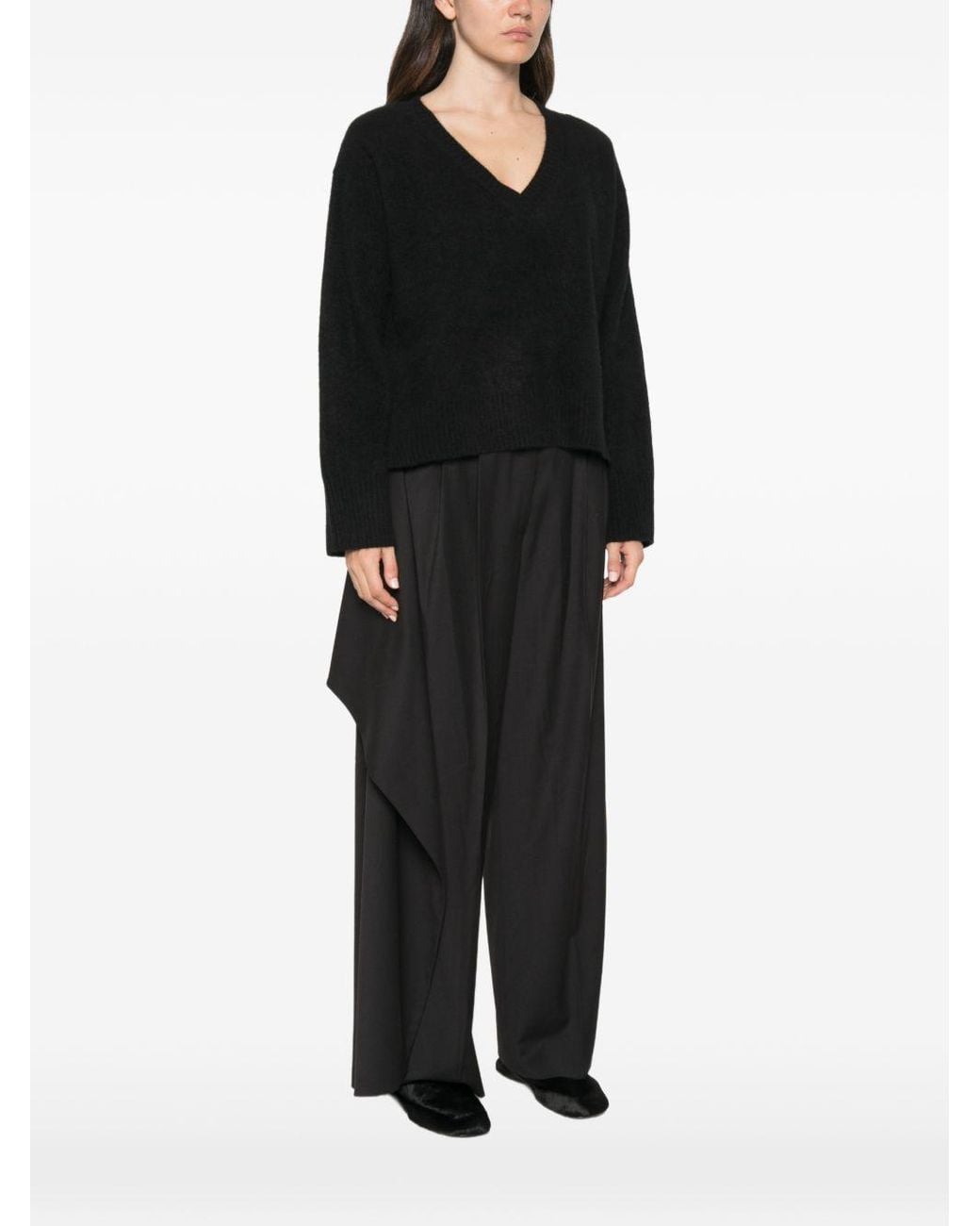 C.t. Plage Black Wool V-Necked Jumper