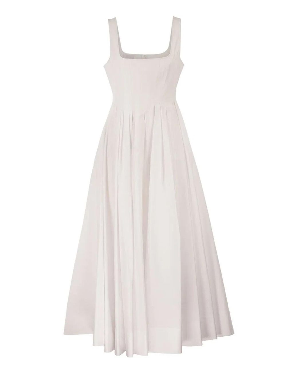 Max Mara White Spxgiro – Structured Cotton Midi Dress With Full Skirt