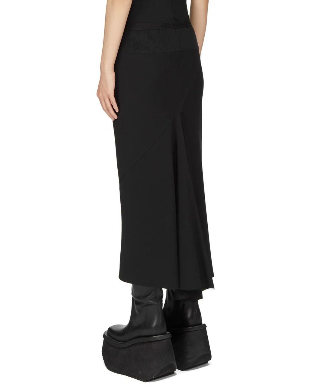 Rick Owens Black A Line Bias Skirt