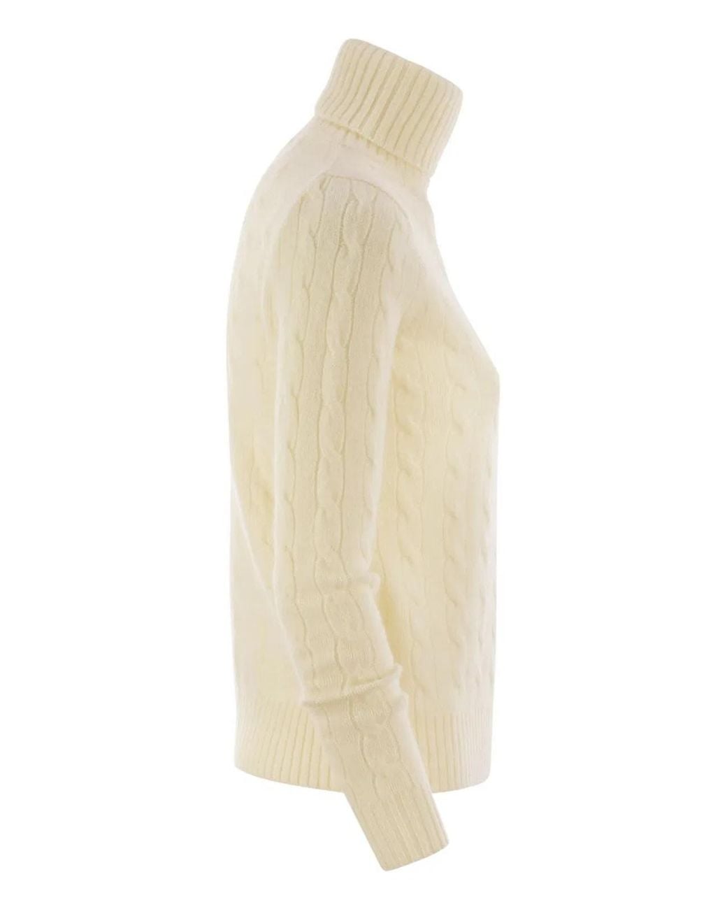 Polo Ralph Lauren Natural Wool And Cashmere Cable-Knit Turtleneck Sweater