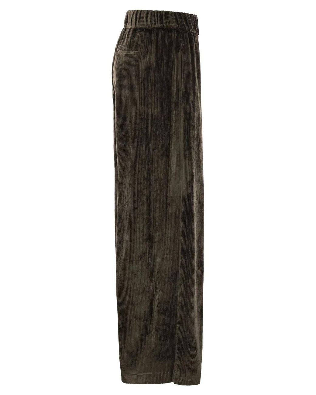 Peserico Black Fluid Corduroy Trousers
