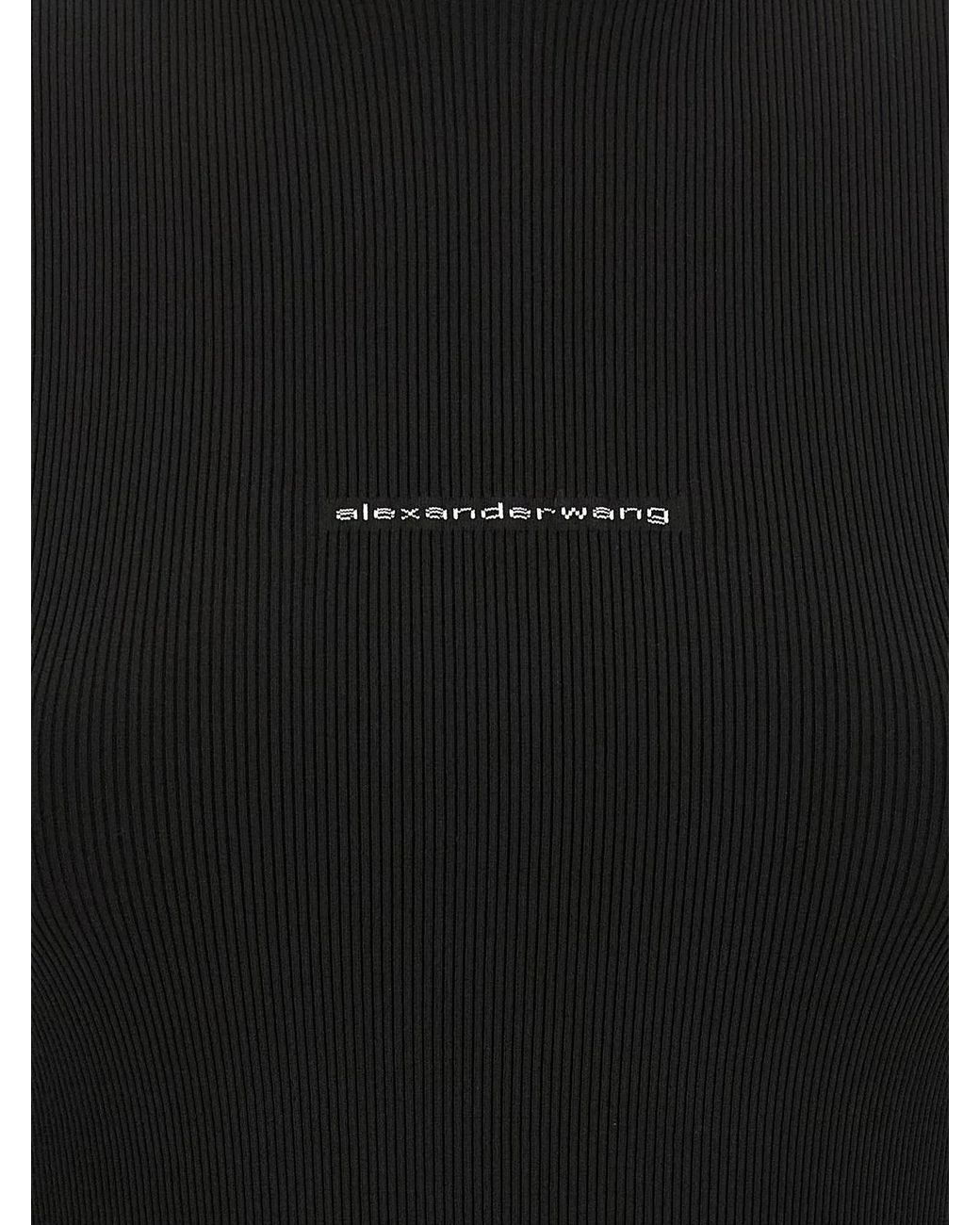 Alexander Wang Black Ribbed Sweater With Logo
