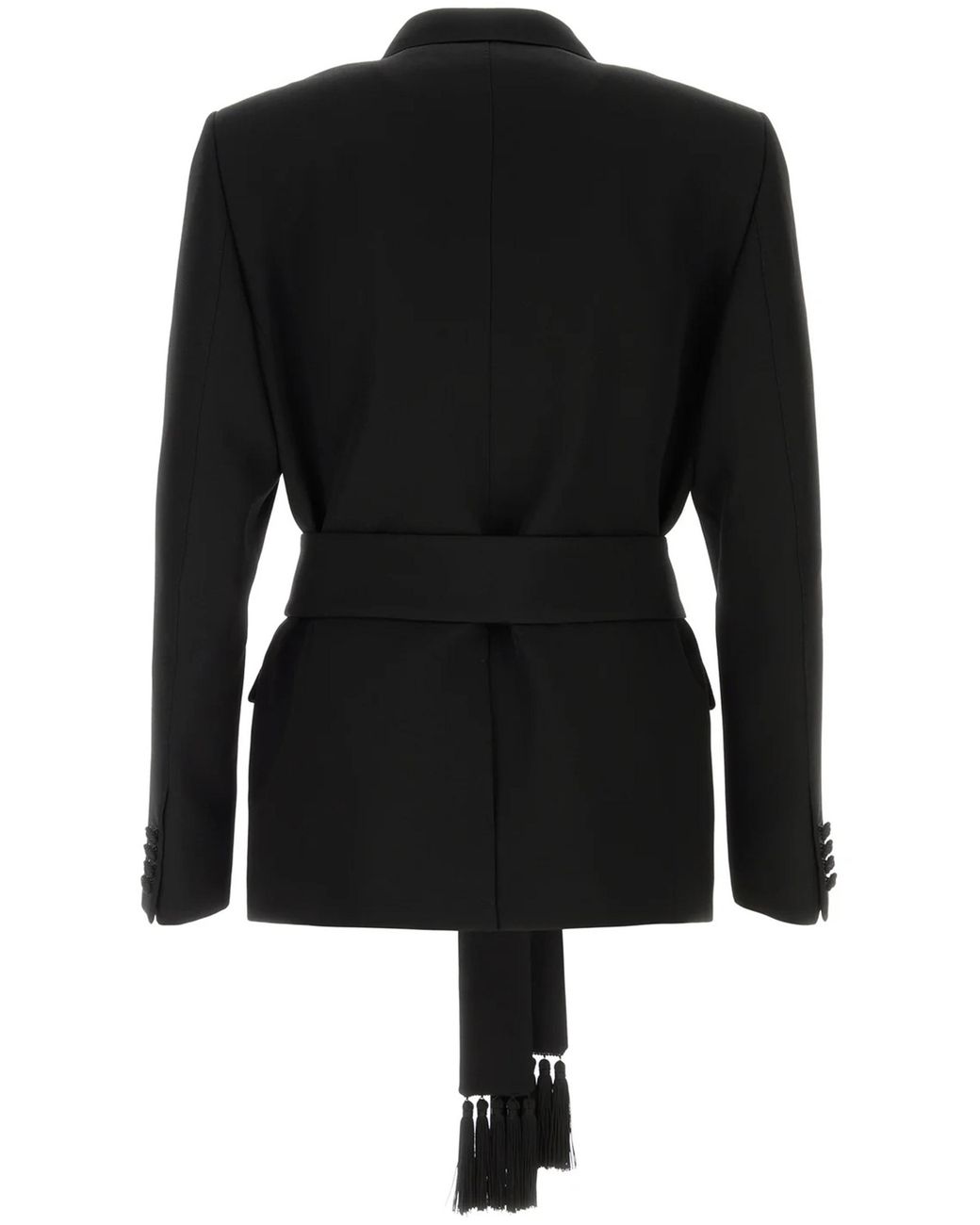 Valentino Black Double-Breasted Virgin Wool Blazer With Belt for men