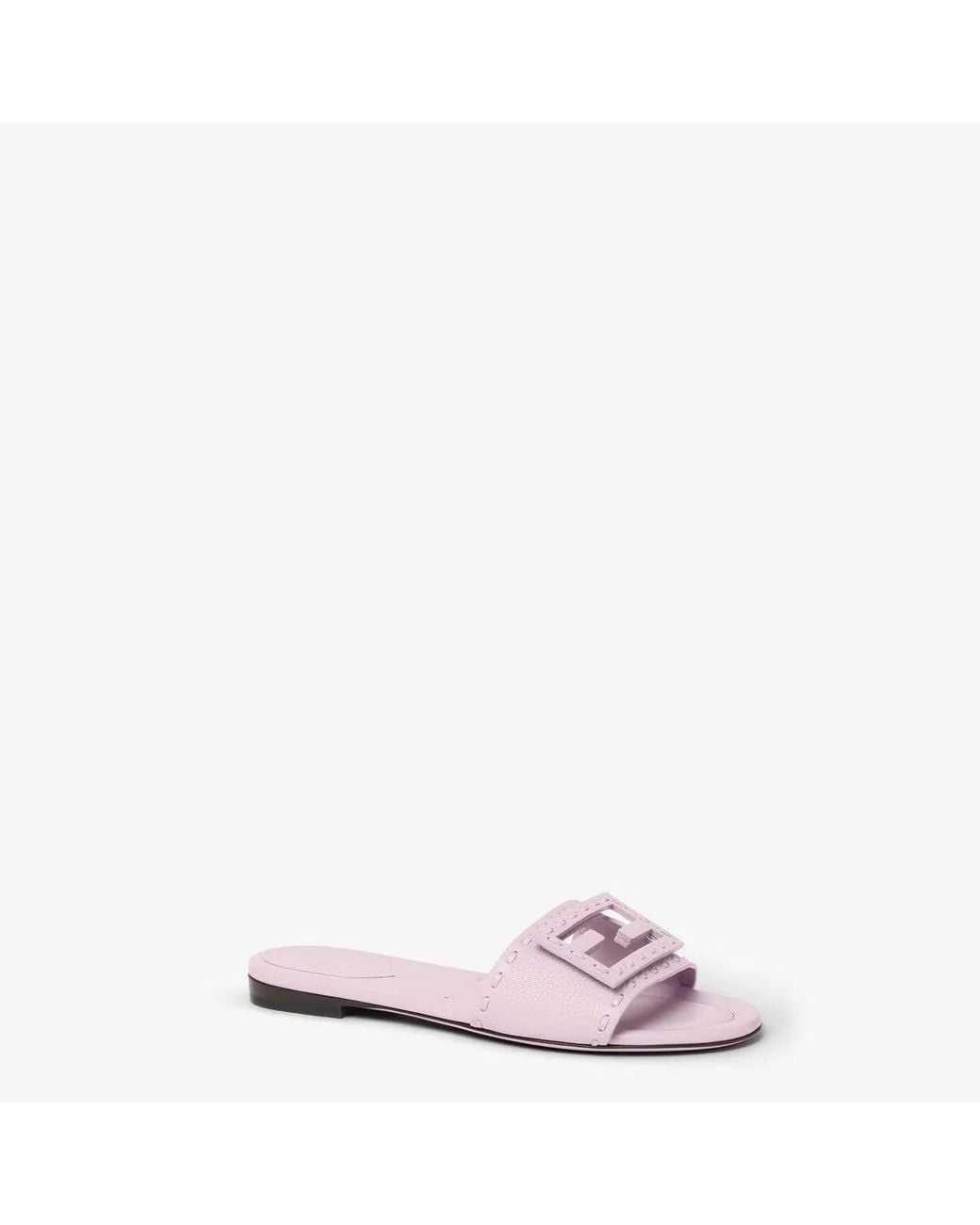 Fendi Pink Baguette Leather Flat Sandals