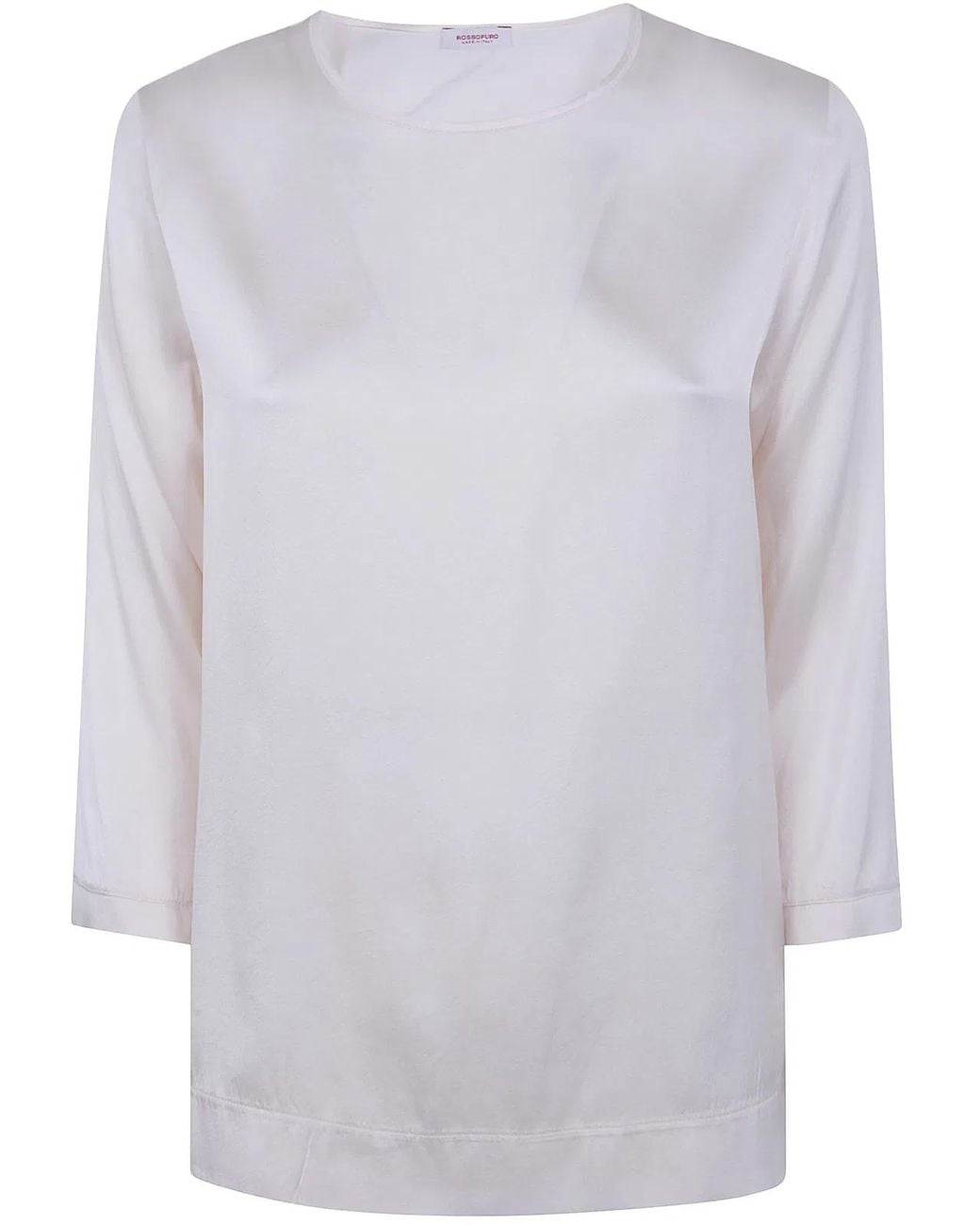 Rossopuro White 3/4 Sleeve Silk Blouse