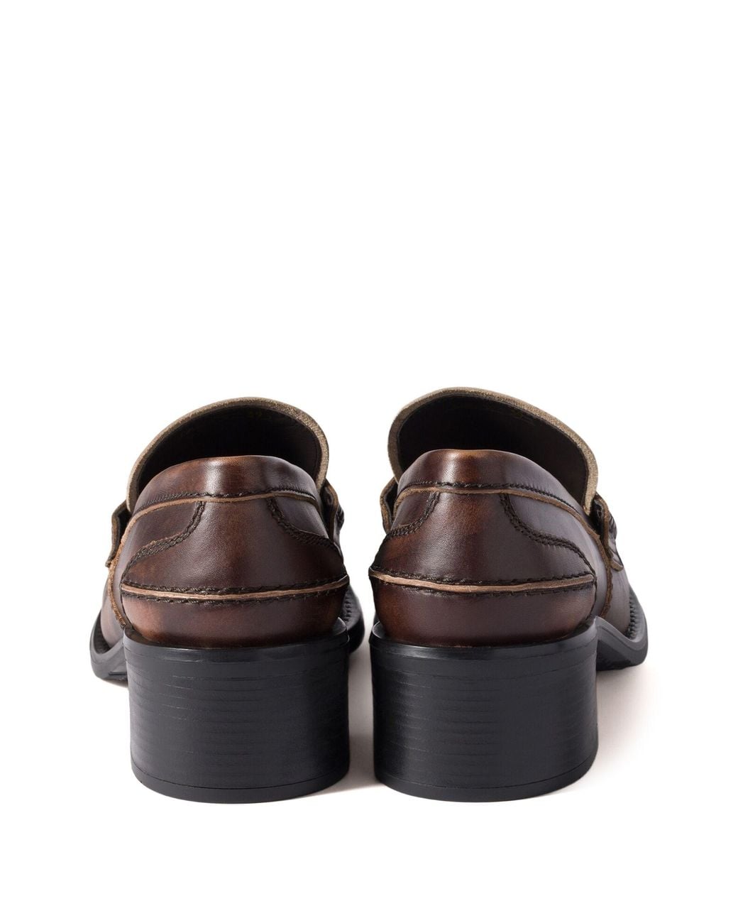Miu Miu Brown Deco Mid-Heel Leather Loafers