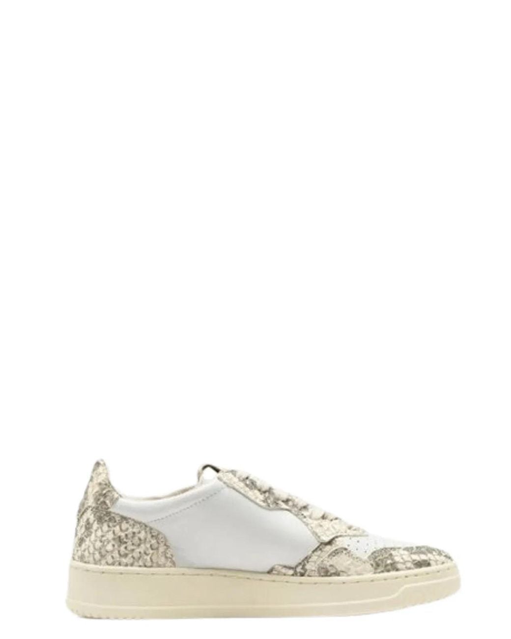Autry White Leather Perforated Flat Shoes