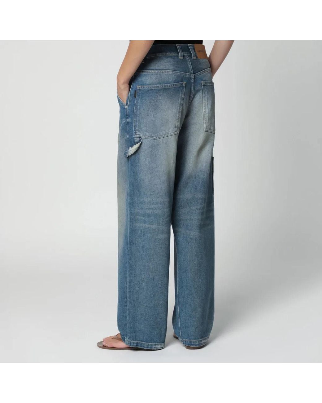 Haikure Blue Wide-Leg Washed-Effect Jeans