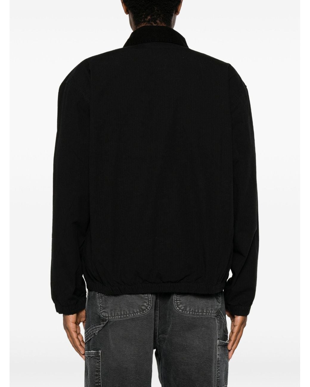 Carhartt Black Madison Logo-Embroidered Corduroy-Collar Zip-Up Ripstop Cotton Jacket for men
