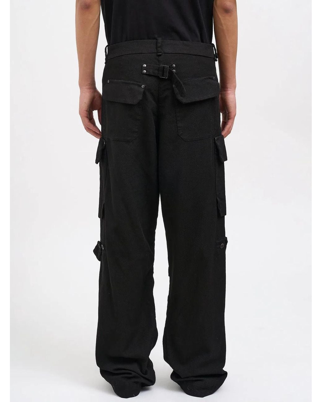 Masnada Black Stretch Cotton Oversized Pants for men