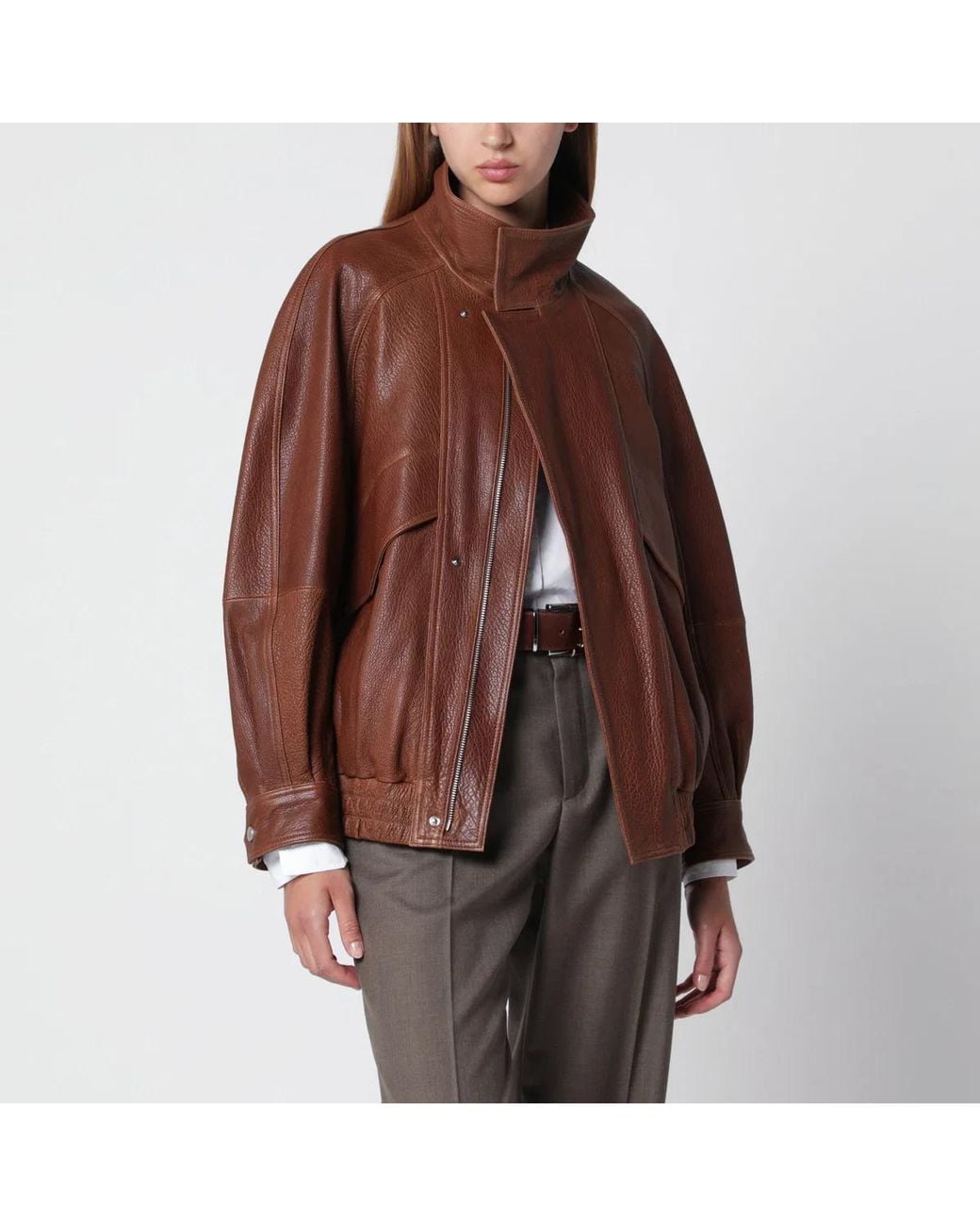 Nour Hammour Brown Ariste Terracotta Leather Jacket
