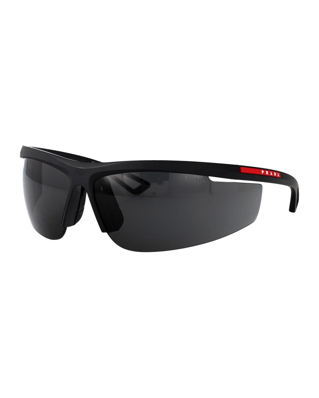 Prada Linea Rossa Black Matte Injectate Sunglasses for men