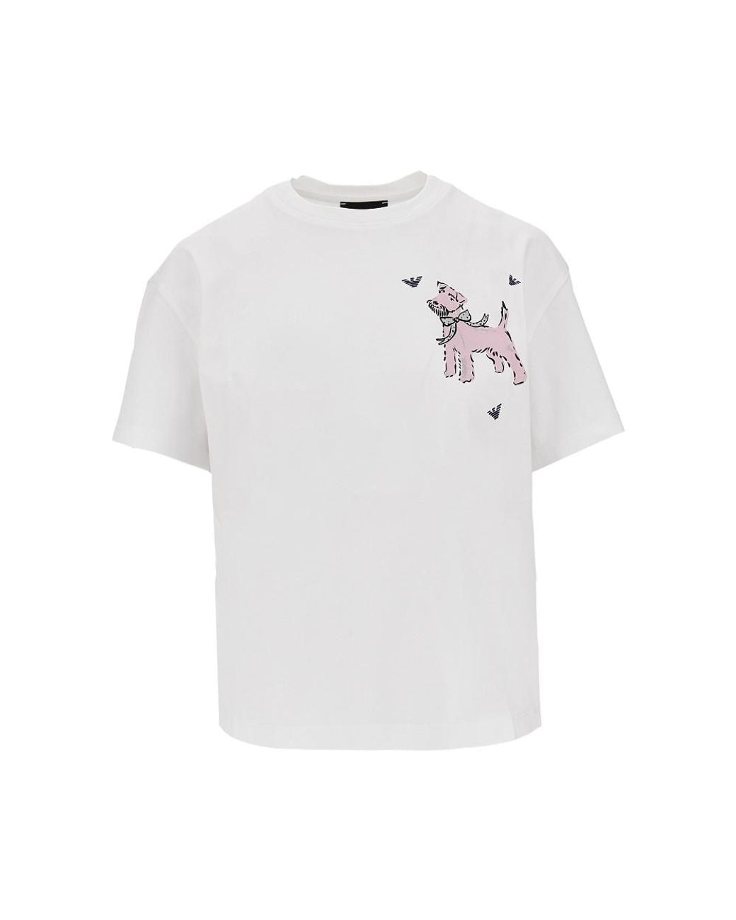 Emporio Armani White Jersey T-Shirt With Print