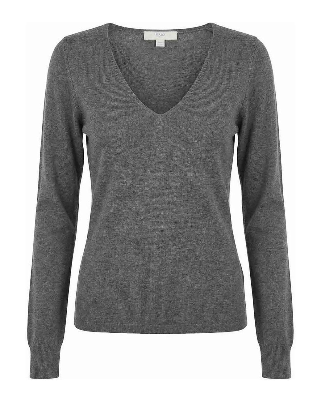 Malo Gray V Neck Sweater