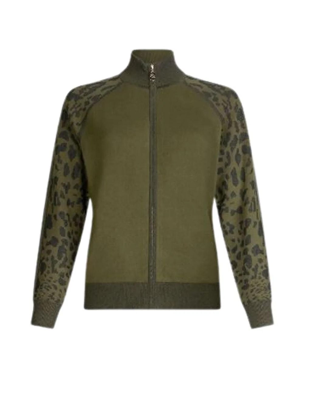 Liu Jo Green Leopard Sleeves Zip Jacket