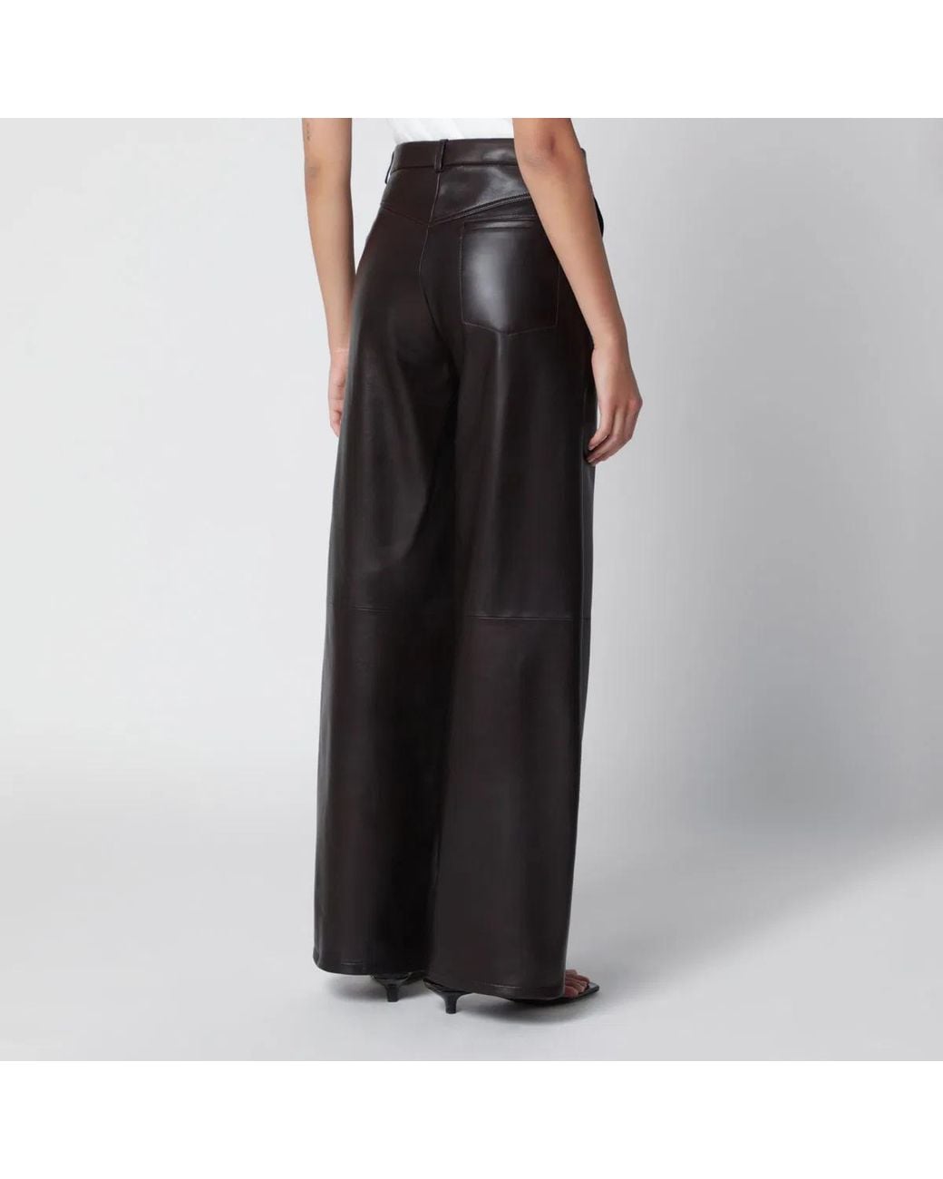 Nour Hammour Black Coda Wide-Leg Leather Trousers