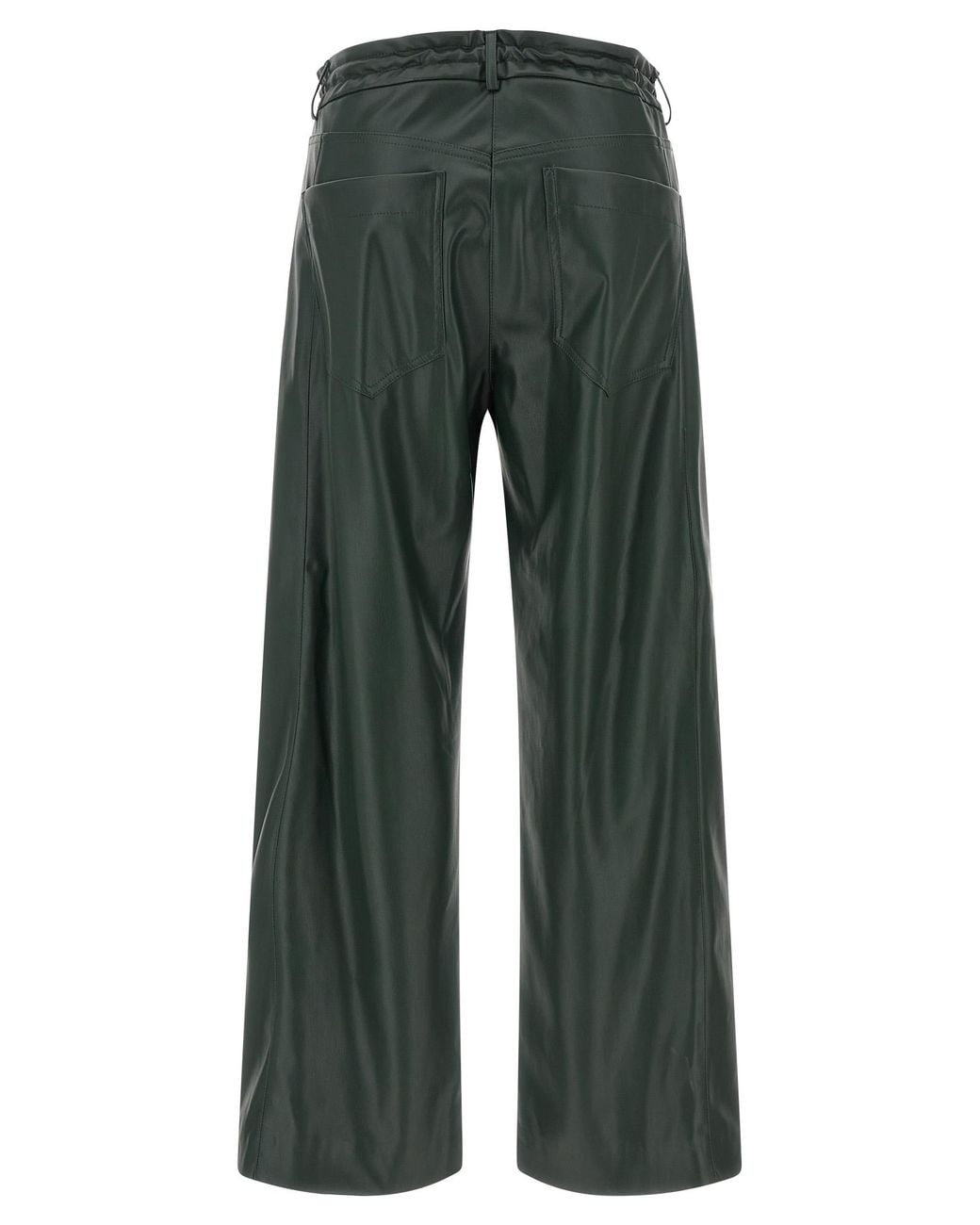 Nude Green Faux Leather Trousers