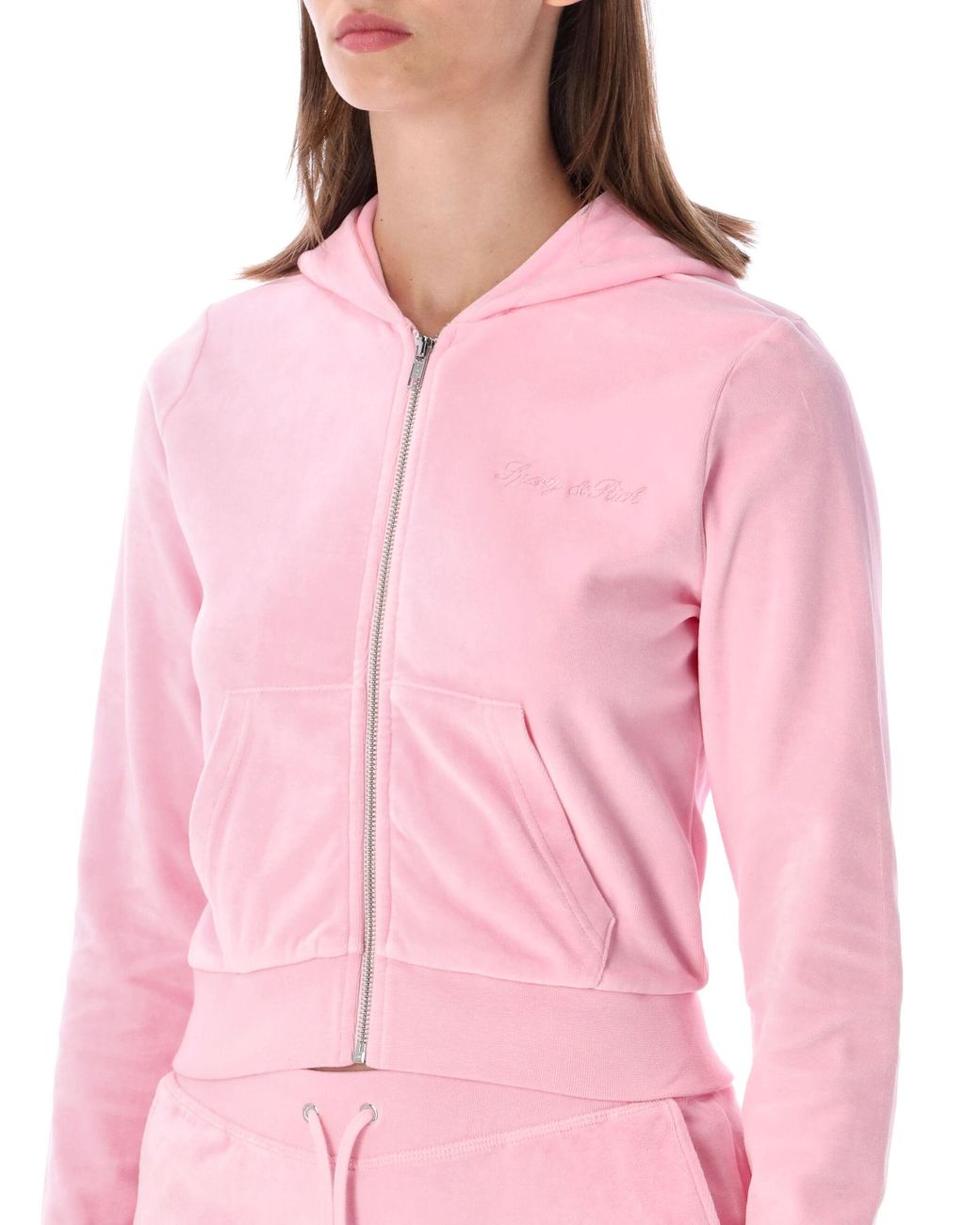 Sporty & Rich Pink Cropped Zip-Up Hoodie