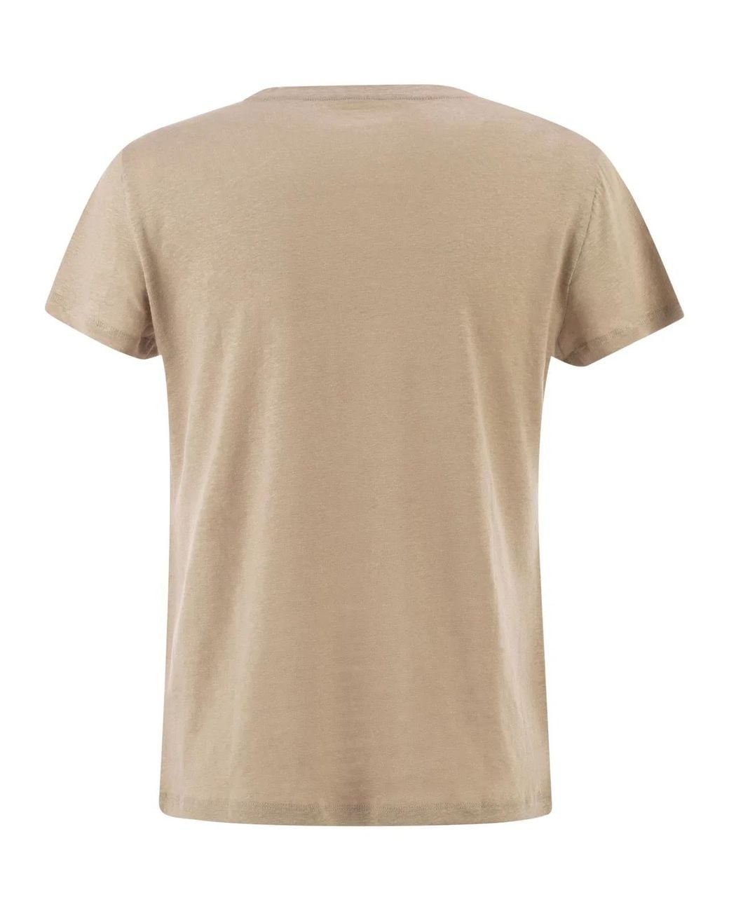 Majestic Natural Stretch Linen T-Shirt With Round Neckline
