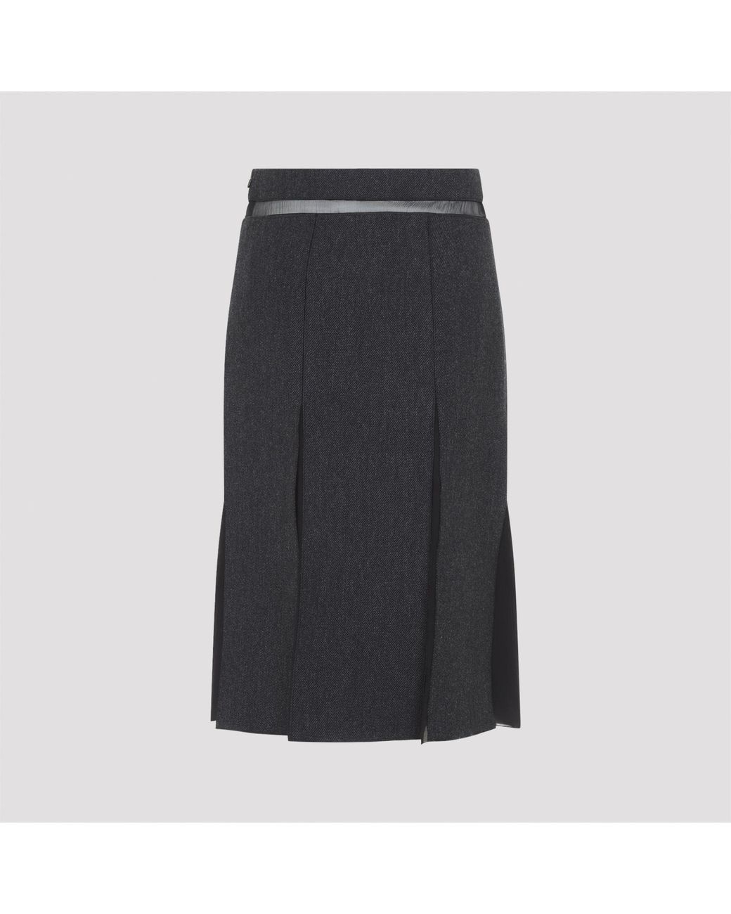 Prada Black Slate Wool Skirt