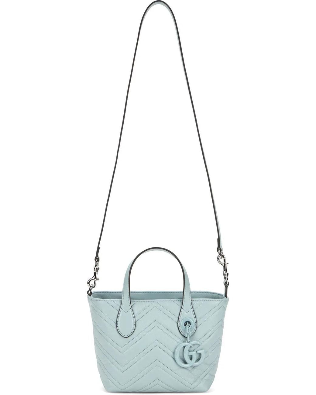 Gucci Blue Pastel Light Leather Small Gg Marmont Handbag