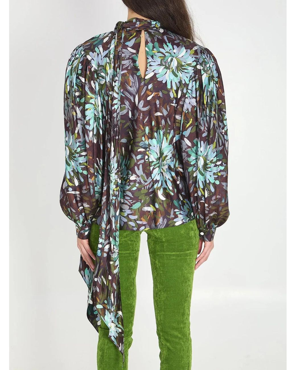 Gucci Green Printed Silk Twill Shirt