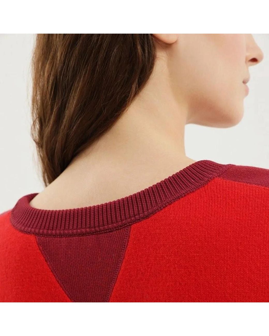 1989 STUDIO Red Color Block Crew Neck Sweater