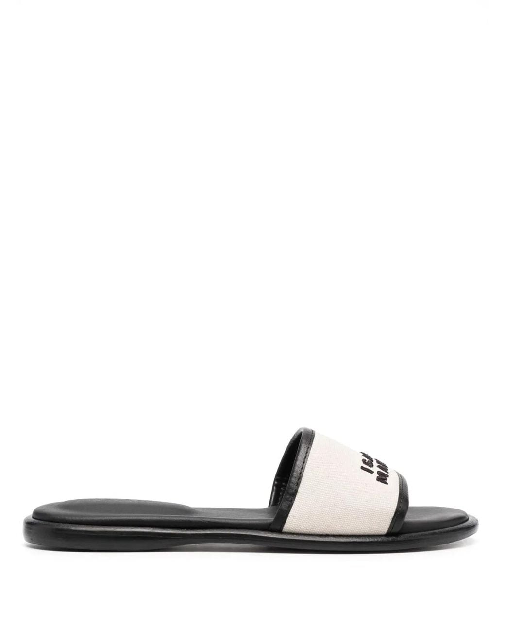 Isabel Marant White Luxurious Embroidered Leather Slides