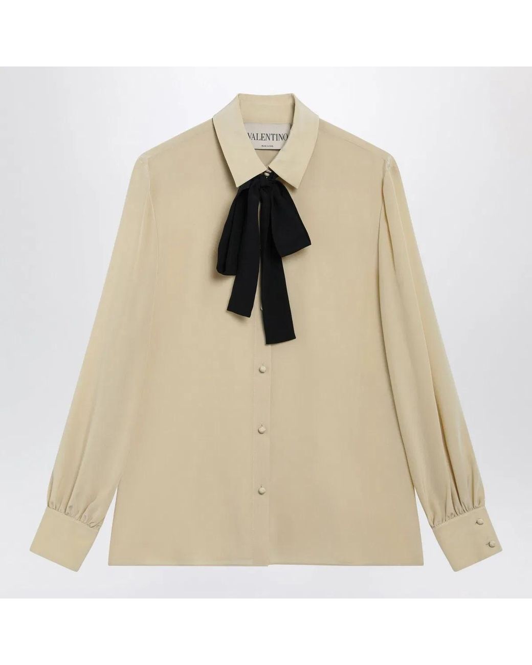 Valentino Garavani Natural Light Silk Bow Shirt