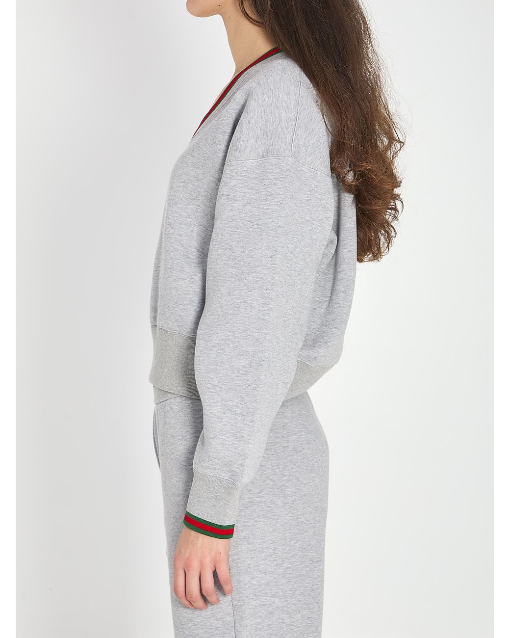 Gucci Gray Web Cotton Jersey Sweatshirt
