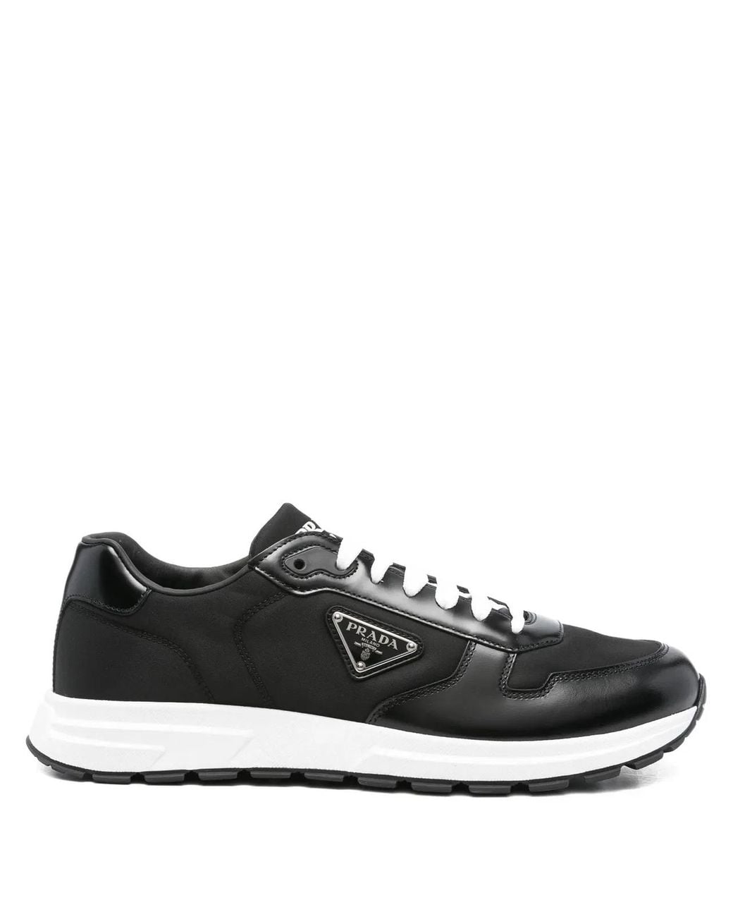 Prada Black Prax 01 Re-Nylon And Brushed Leather Sneakers for men