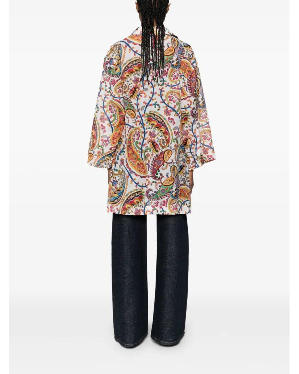 Etro White V-Neck Paisley Print Shirt