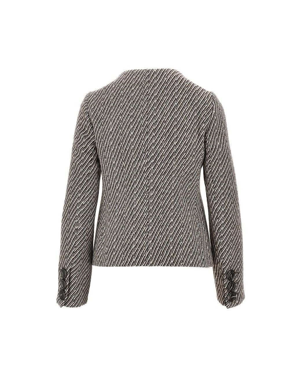Emporio Armani Gray Diagonal Striped Wool-Blend Jacket