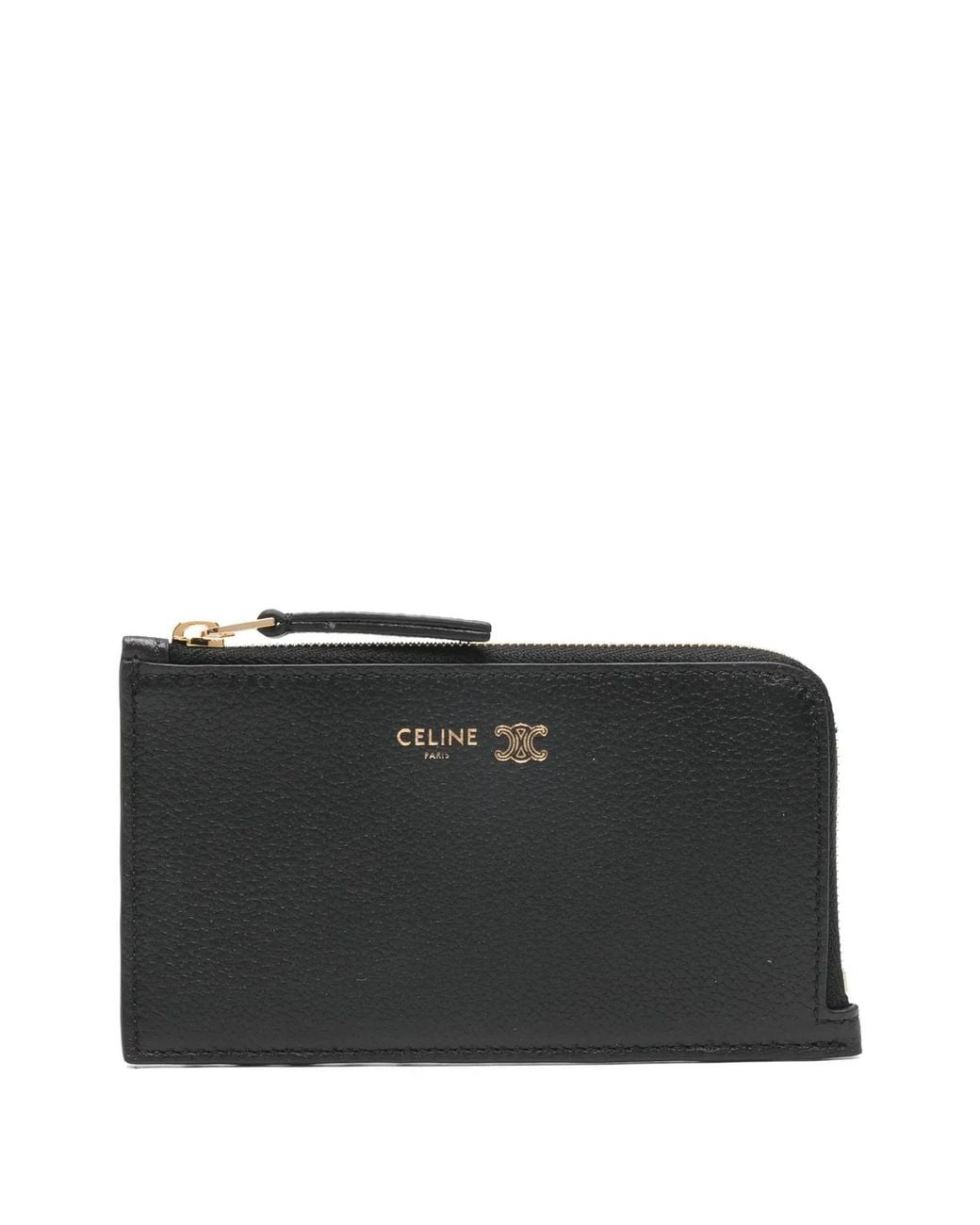 Céline Black Logo Zipped Card Holder