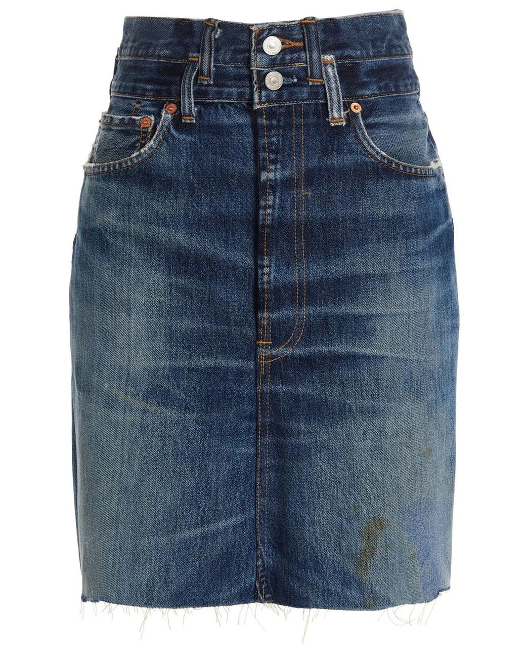 Re/done Blue 'Double Waisted Pencil' Re Done X Levi'S Skirt