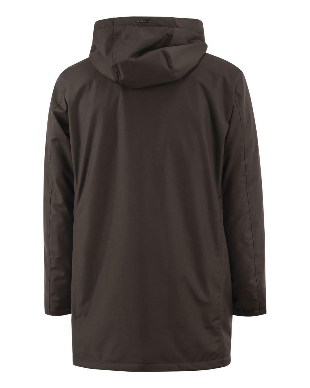 Herno Black Hooded Parka With Knitted Inner Collar for men