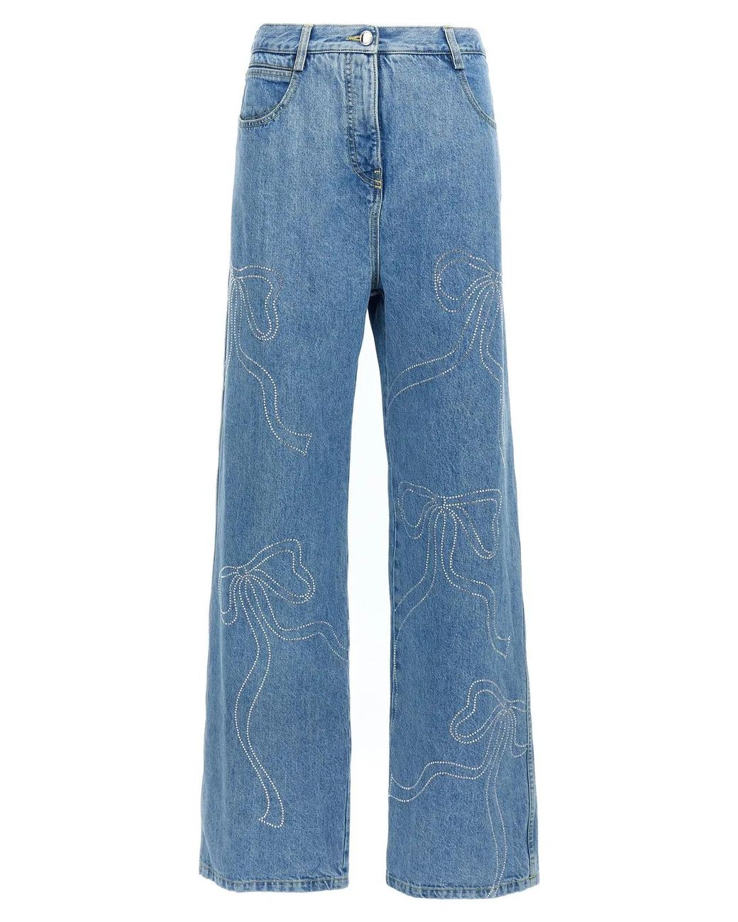 Mach & Mach Blue Mach & Mach 'Crystal Ribbon Hot Fix' Jeans